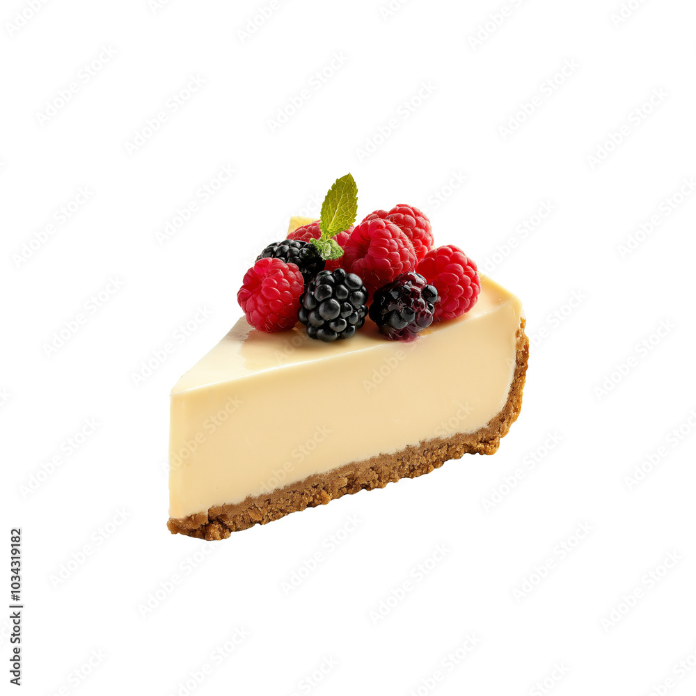 Delicious Slice of Cheesecake Topped with Raspberry Delicious Slice of Cheesecake Topped with Raspberry
