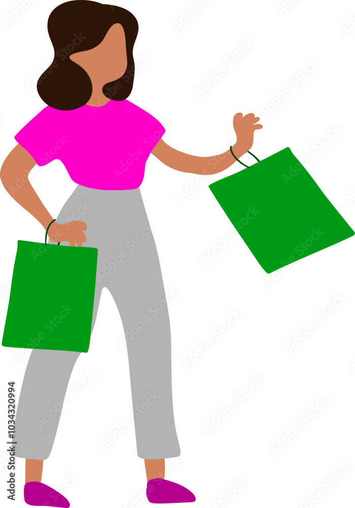Shopping woman holding green shopping bags Shopping woman holding green shopping bags