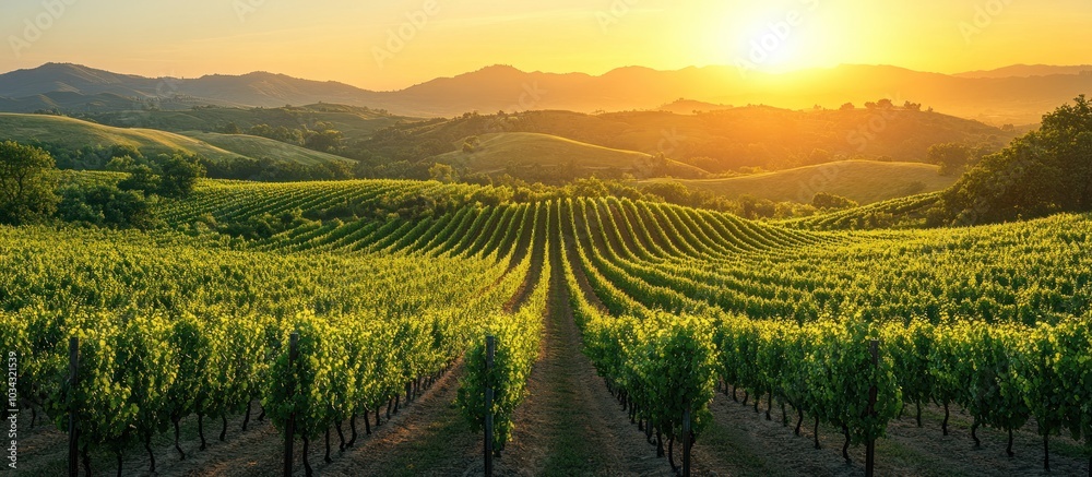 Fototapeta premium Vineyard at Sunset