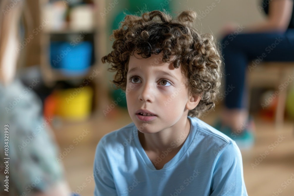 Autistic Child Engaged in Therapy Session Autistic Child Engaged in Therapy Session