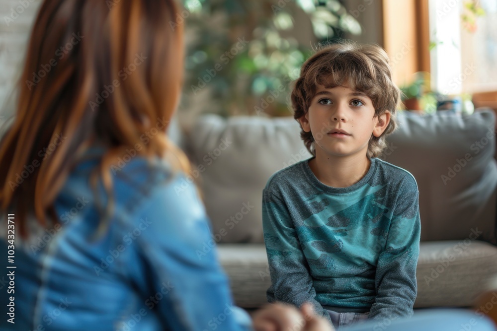 Autistic Child Engaged in Therapy Session Autistic Child Engaged in Therapy Session