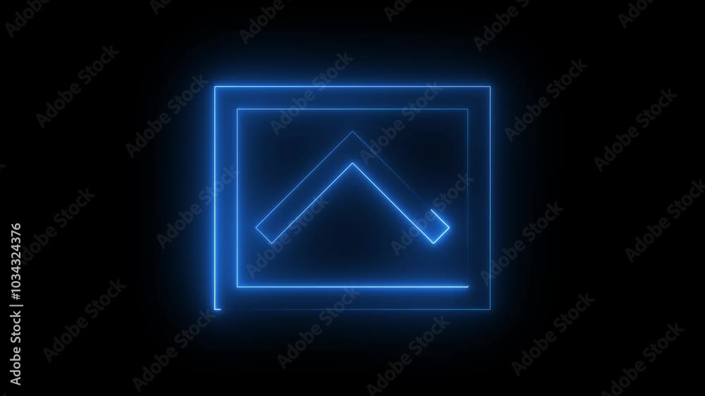 Cyan neon square up icon is jumping merrily animation Cyan neon square up icon is jumping merrily animation