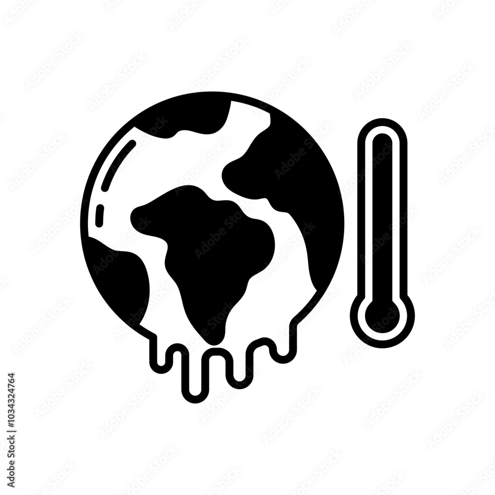Naklejka premium Global Warming Glyph Icon, Vector illustration