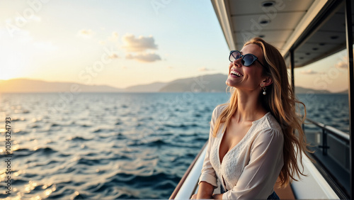 woman on yacht