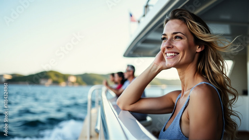 woman on yacht