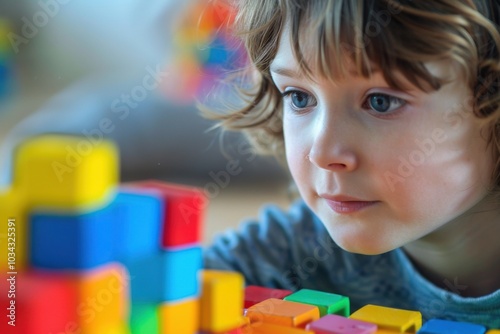 Autistic Child Engaged in Therapy Session