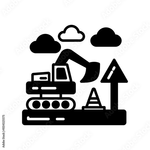 Road Construction Glyph Icon, Vector illustration