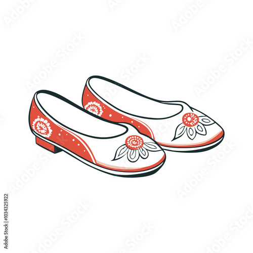 Traditional Embroidered Shoes Illustration for Lunar New Year Celebrations