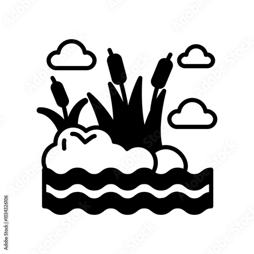 Wetland Drainage Glyph Icon, Vector illustration