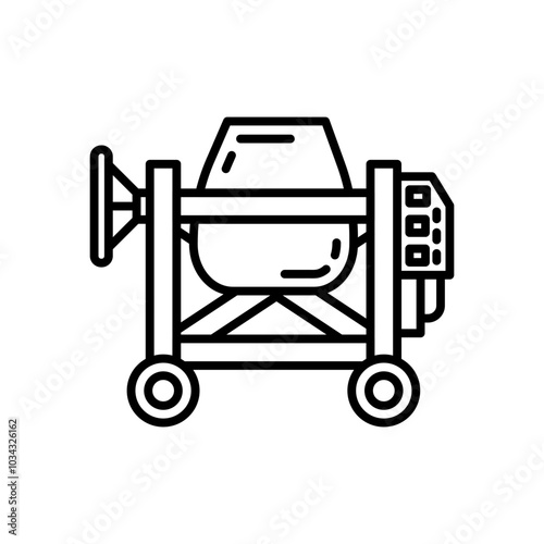 Concrete Mixing Outline Icon, Vector illustration