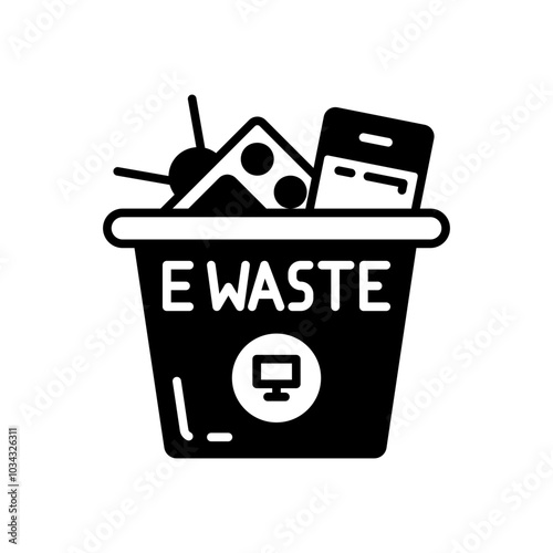 Electronic Waste Glyph Icon, Vector illustration