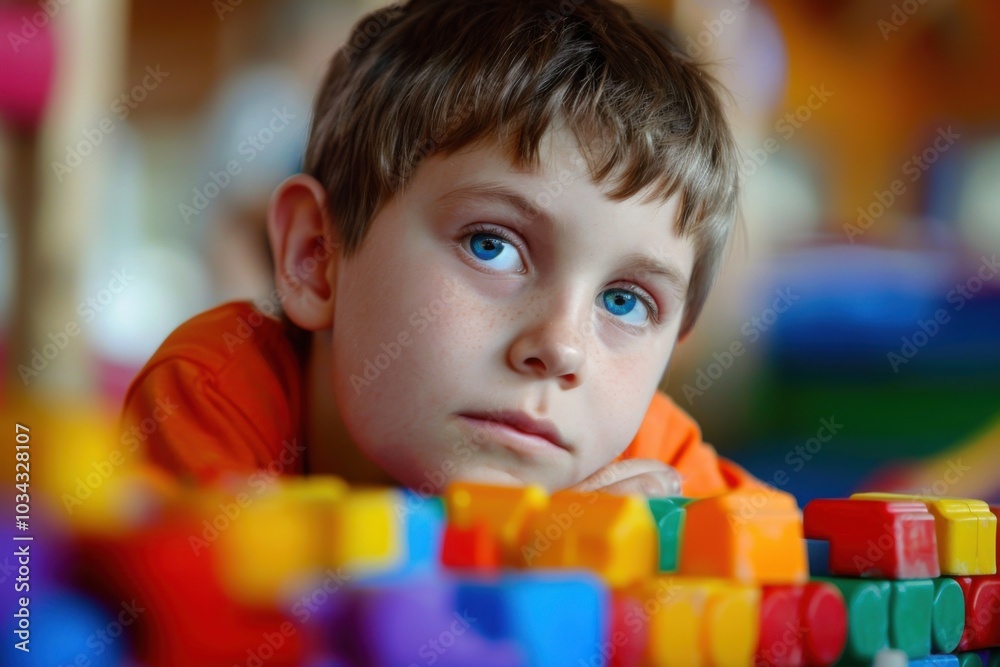 Fototapeta premium Autistic Child Engaged in Therapy Session