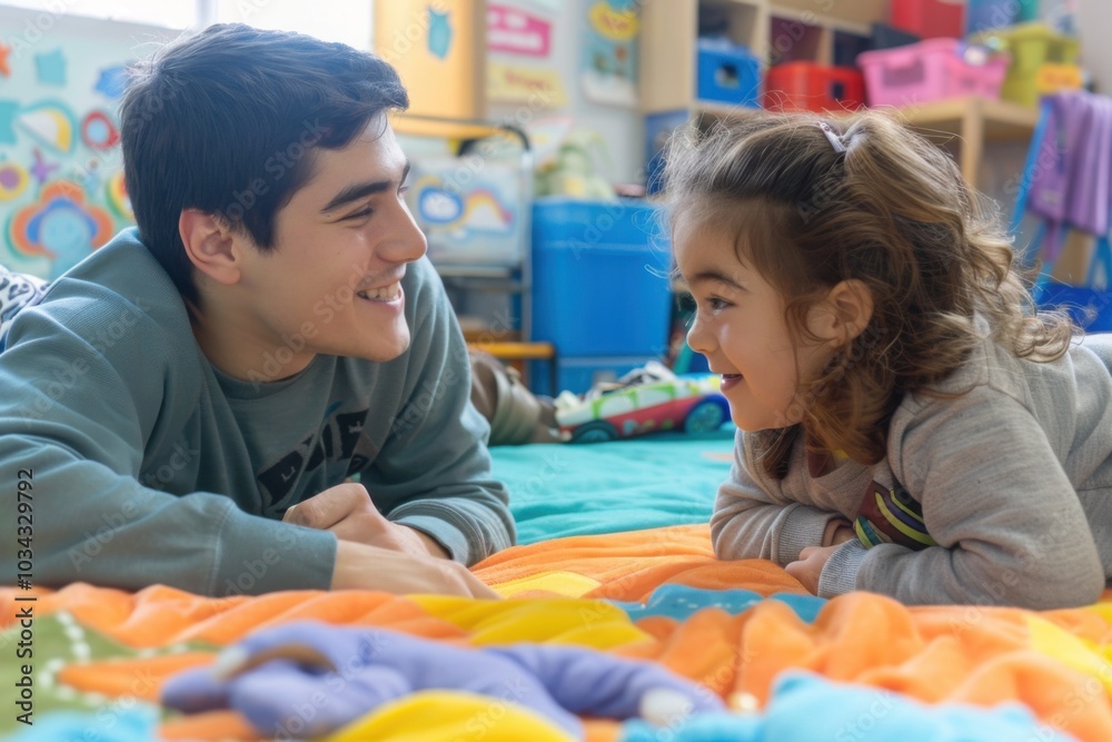 Therapist Supporting an Autistic Child in a Therapy Session Therapist Supporting an Autistic Child in a Therapy Session