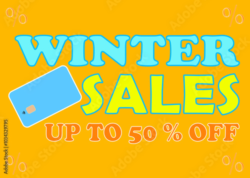 Banner, winter sales up to fifty percent off.