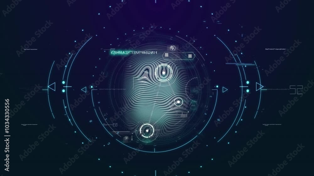 Fingerprint background, secure internet concept. 4k loop background on internet security and technology. ID validation, fingerprint scan on screen, security check, passport control. Fingerprint background, secure internet concept. 4k loop background on internet security and technology. ID validation, fingerprint scan on screen, security check, passport control.