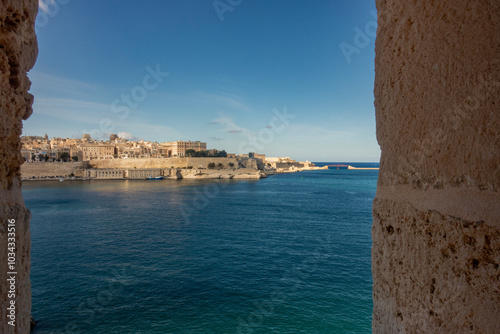 Photography Looging towards Valletta through embrasure