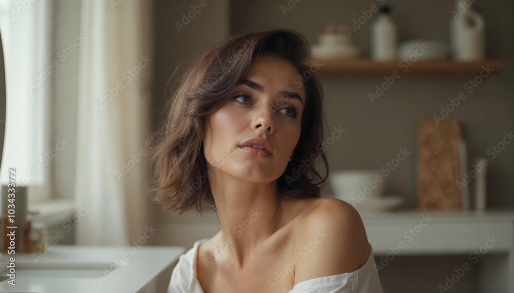 stylish woman in a minimalistic room stylish woman in a minimalistic room