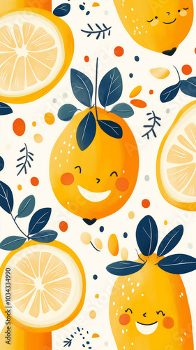 Cheerful Lemon Pattern Illustration