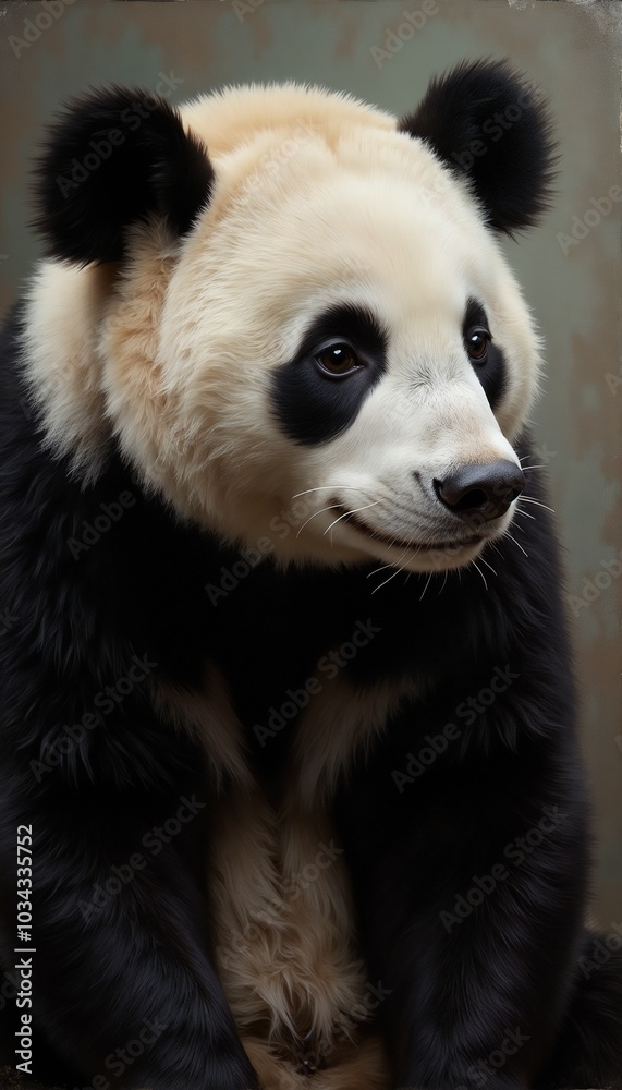 Obraz premium Close-up portrait of a giant panda with a gentle expression