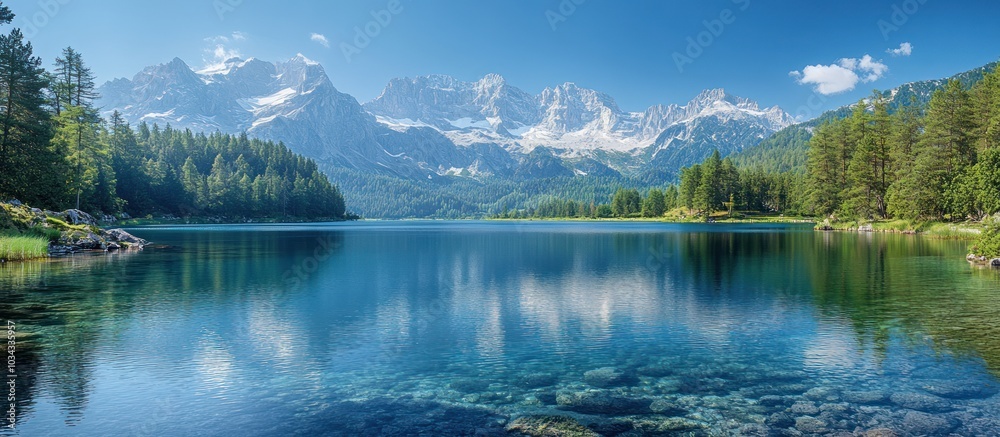 Naklejka premium Mountain Lake Serenity