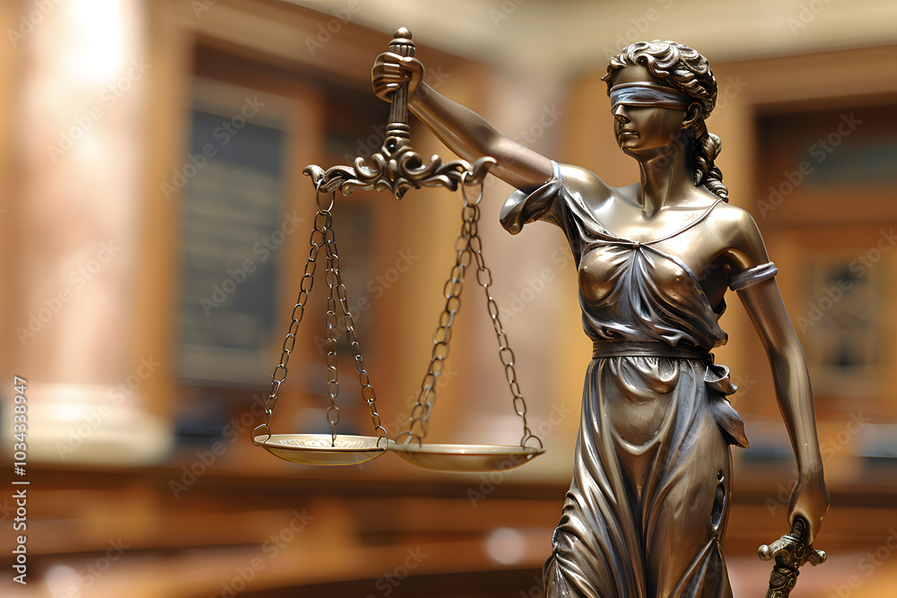 Statue of a woman holding a balance scale. High quality photo Statue of a woman holding a balance scale. High quality photo