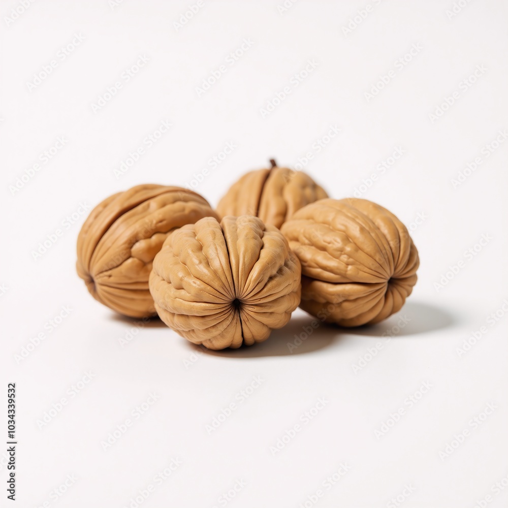 Isolated walnuts on white backdrop Isolated walnuts on white backdrop
