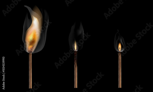 Burning match in the dark vector