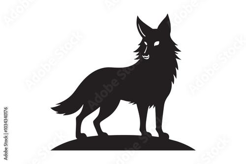 Coyote silhouette vector illustration, Coyote silhouette, Coyote Vector