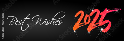 Happy new year - best wishes 2025 with colorful truncated number. Perfect vector for poster, banner, greeting and new year 2025 celebration.