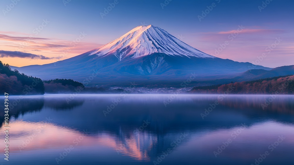 Fototapeta premium mountain fuji in morning winter. 