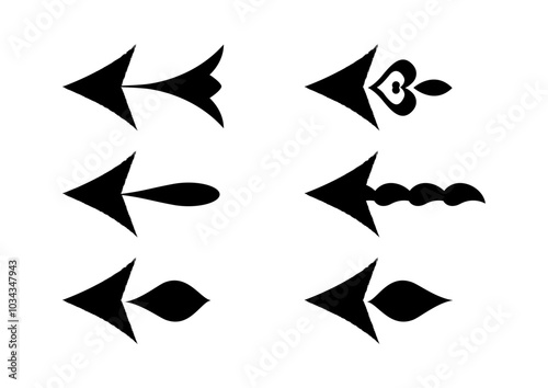 Unique Arrow Designs Showing Bold, Stylized Arrowhead Patterns with Sharp Geometric Shapes for Creative Visual Direction For Posters, Brochures, and Web Design