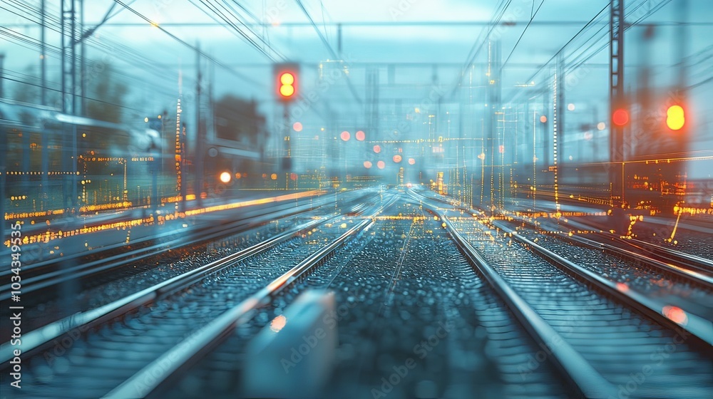 Railroad and technology concept. Traffic network. Railroad and technology concept. Traffic network.
