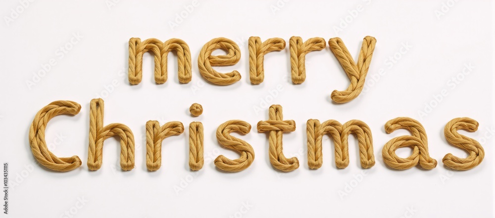 A golden-threaded message reads Merry Christmas A golden-threaded message reads Merry Christmas