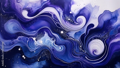 Abstract swirls in blue & white