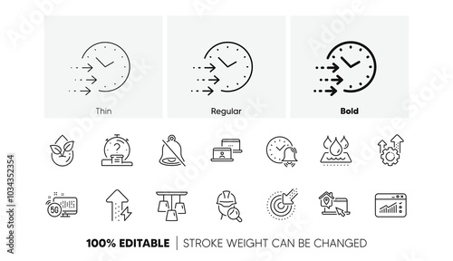 Outsource work, Work home and Mute line icons. Pack of Inspect, Waterproof, Seo gear icon. Targeting, Alarm bell, 5g internet pictogram. Ceiling lamp, Web traffic, Organic product. Line icons. Vector