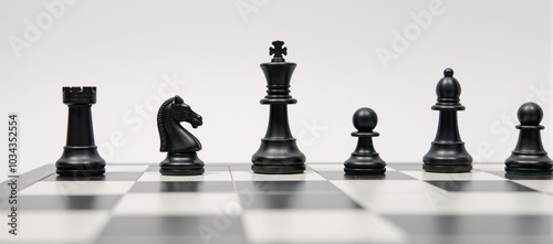 Digital illustration portraying a classic chessboard against a plain white backdrop for a sleek and elegant design photo