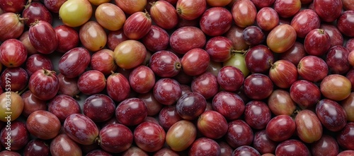 A vibrant texture background showcases scattered grape clusters filling the frame photo