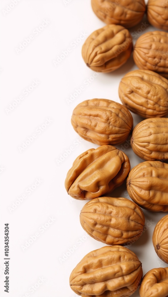 A digital illustration featuring an image of walnuts in intricate detail with high-resolution quality Food Illustration