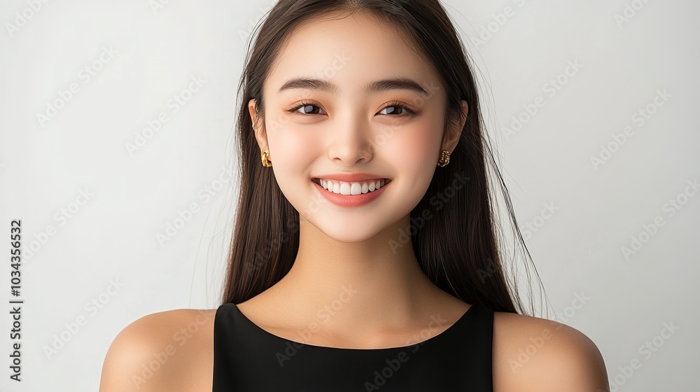 Beautiful Smiling Woman in Black Top Portrait Beautiful Smiling Woman in Black Top Portrait