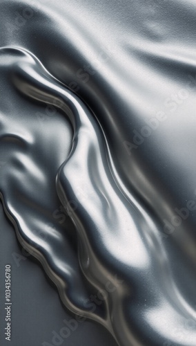 Silver abstract backdrop with flowing metal texture photo