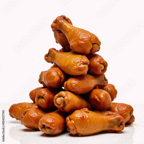 Chicken wings piled high on a white background photo