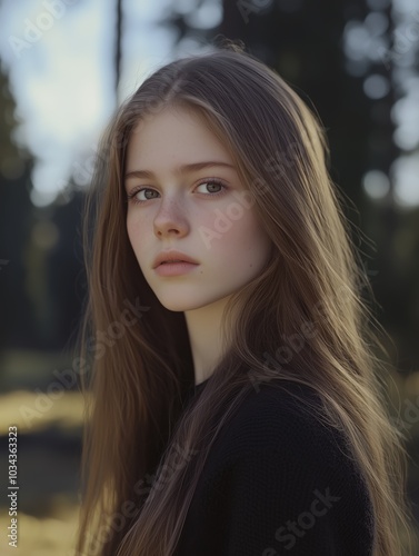 Natural Light Portrait of Young Woman in Outdoor Setting