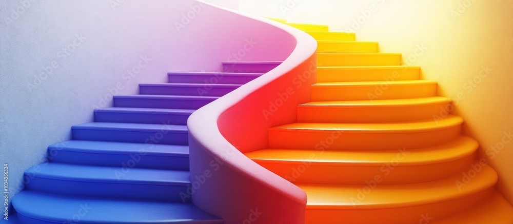 Colorful staircase with a twist. Colorful staircase with a twist.