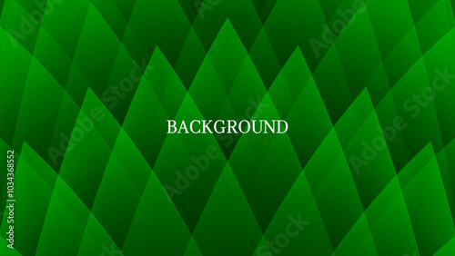 Emerald green abstract background with triangular and rhombic pattern, forest trees shape, romantic floral banner