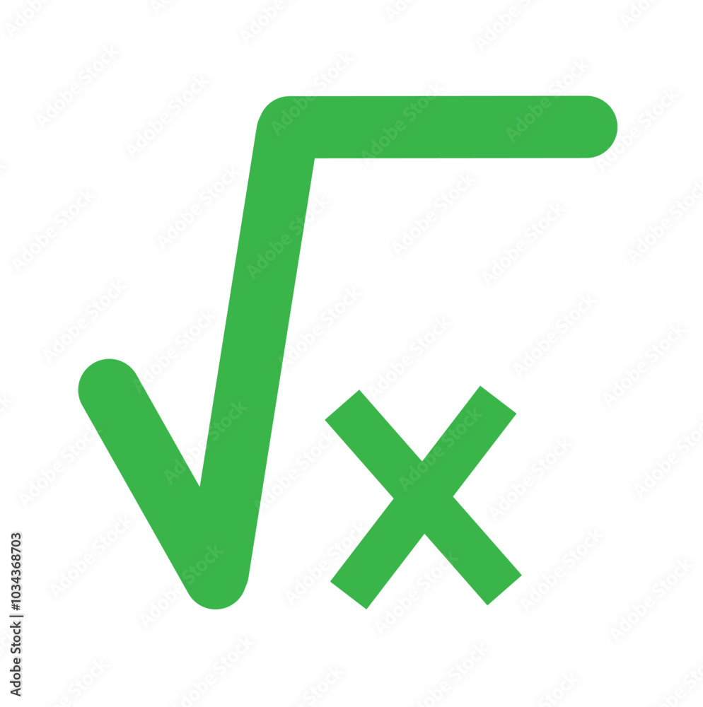 Obraz premium Square root icon pack. Math root number formula vector sign. Mathematic square root of x icon.