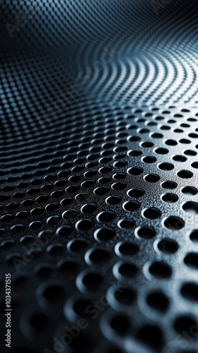 Close-up of a textured metal surface with circular patterns creating a flowing wave effect in dim lighting