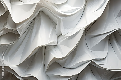 Wallpaper Mural Delicate white fabric folds intertwine showcasing abstract modern art. The textured surfaces create shadows and highlights enhancing the visual complexity Torontodigital.ca