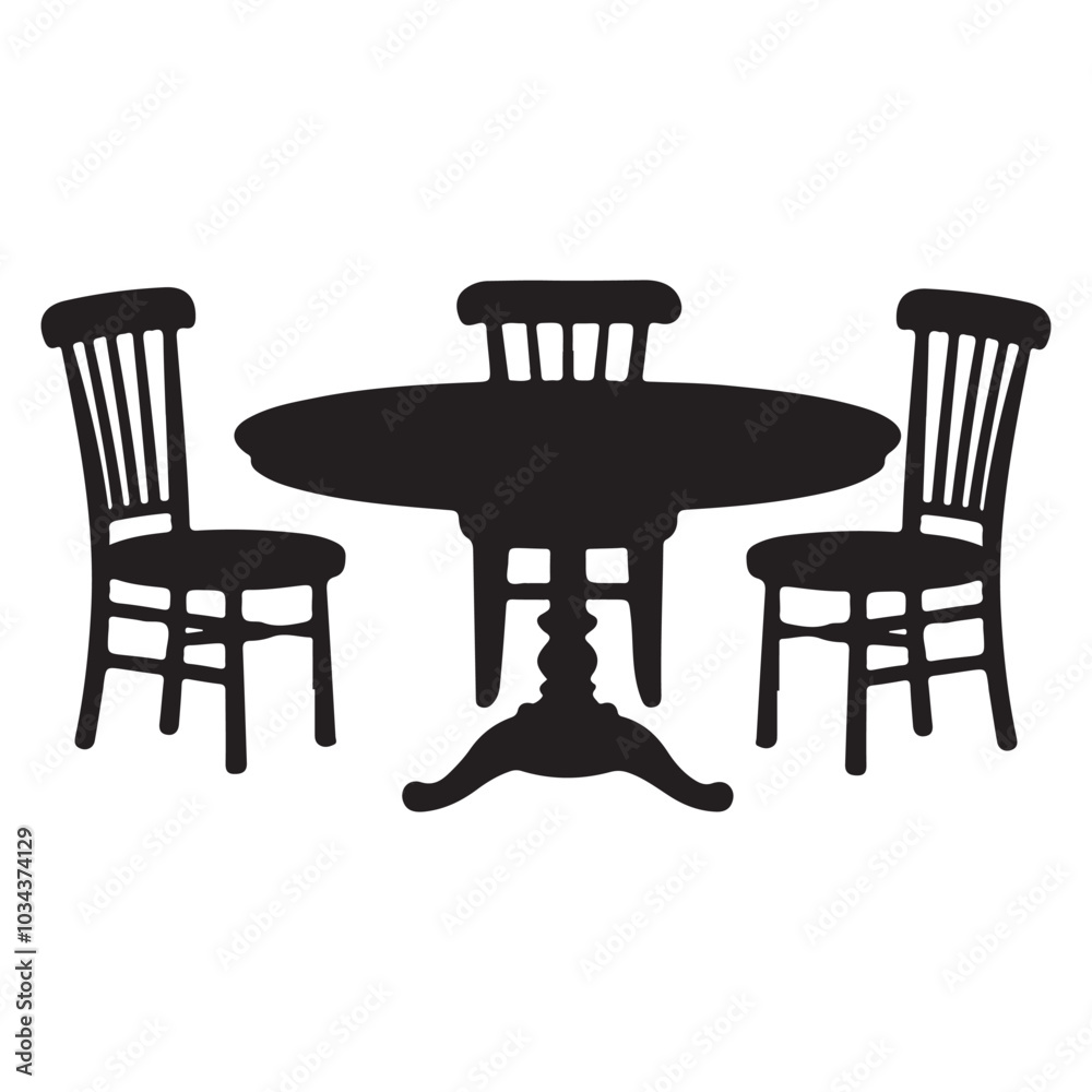 Modern classic minimalist dining table silhouette vector illustration