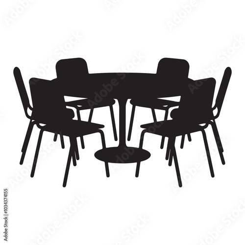 Modern classic minimalist dining table silhouette vector illustration