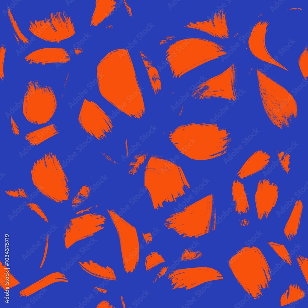 Seamless abstract pattern. Simple background with blue, orange texture. Digital brush strokes background. Design for textile fabrics, wrapping paper, background, wallpaper, cover. Seamless abstract pattern. Simple background with blue, orange texture. Digital brush strokes background. Design for textile fabrics, wrapping paper, background, wallpaper, cover.